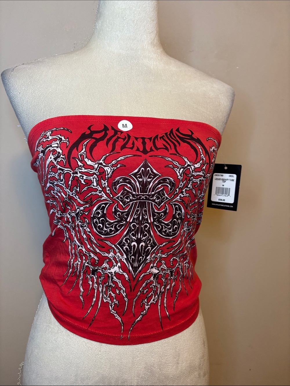 Affliction Liquid Signify Red Tube Top